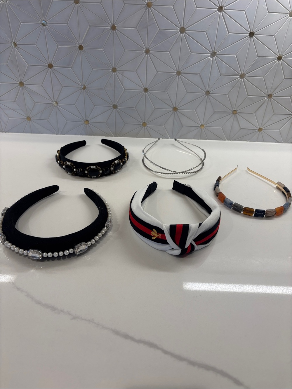 Black & White Striped Knot Headband with Red Accent - Women Accessories